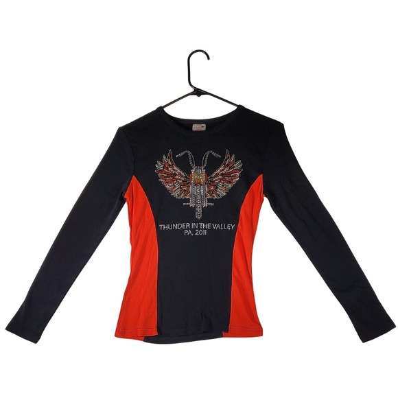 Vance Bikerwear Tops - Vance Bikerwear Thunder in the Valley 2011 Rhinestone Long Sleeve form fitting